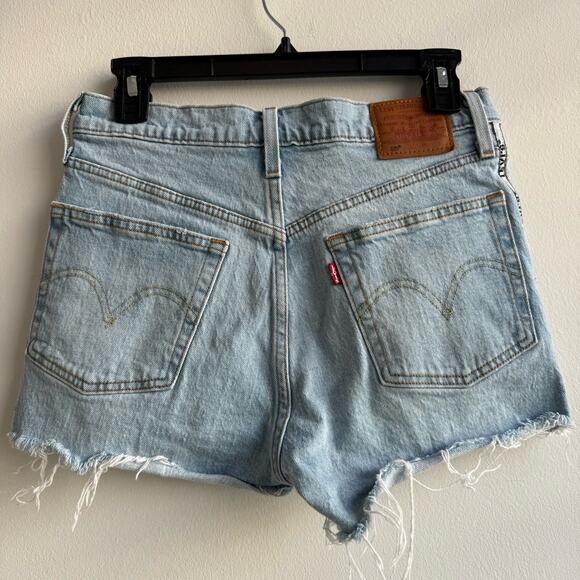 Levi's 501 Logo Spellout Trim Cutoff Denim Shorts - 27 - Picture 6 of 9